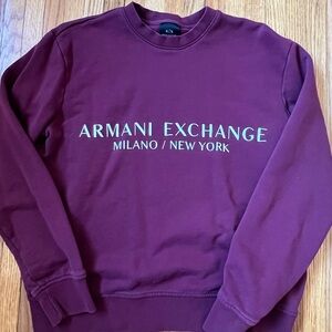 Armani Exchange Men's Maroon Crewneck Sweatshirt